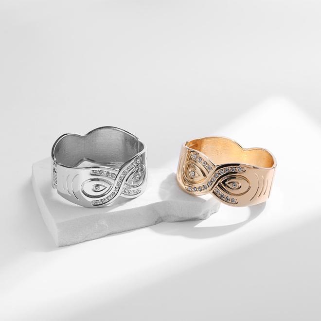 Bague À Double Doigts Flower En Métal Avec Cristaux  | Femme Bijoux Accessoires ARGENTE