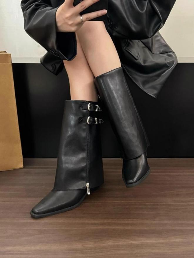 Bottes Shark Lock Buckles En Cuir  | Femme Bottes & Bottines Bottes & Bottines Bottes & Bottines