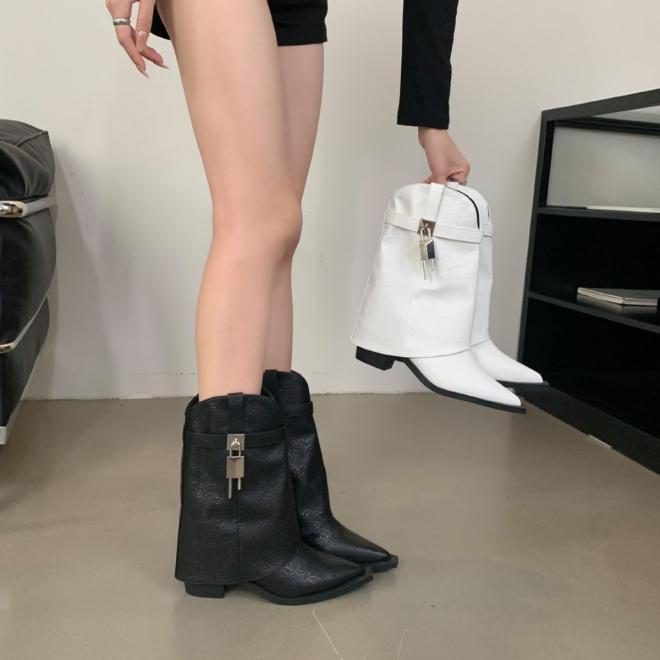 Bottes Shark Lock Cowboy En Cuir Vieilli  | Femme Shark Lock Bottes & Bottines Bottes & Bottines