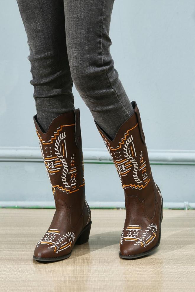 Bottines Shark Lock Cowboy En Cuir Et Python  | Femme Bottes & Bottines Bottes & Bottines BEIGE