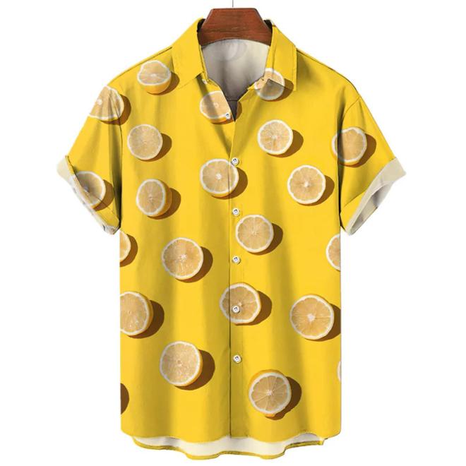 Chemise En Soie Imprimé Citron  | Homme Chemises Chemises BLEU