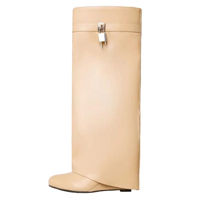 Cuissardes Shark Lock Stiletto En Suède  | Femme Bottes & Bottines Bottes & Bottines BEIGE