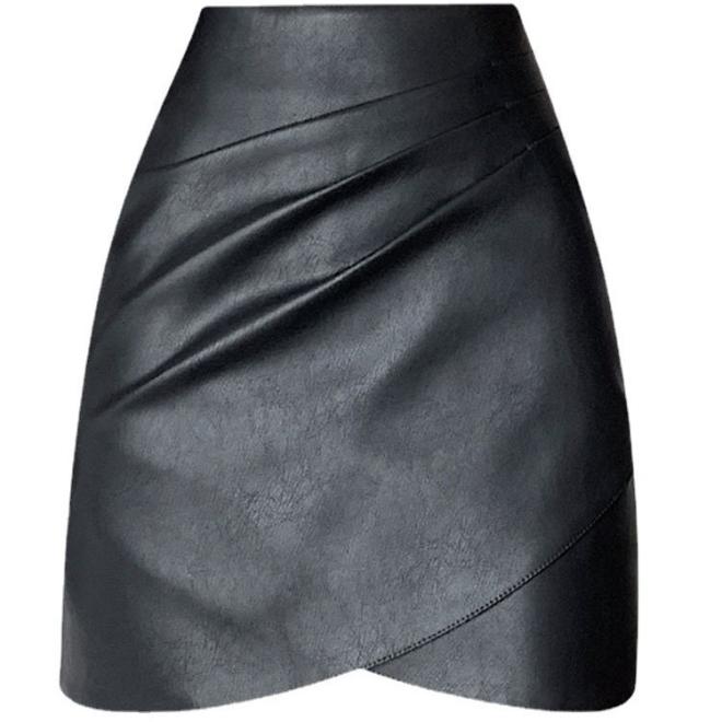 Jupe Drapée Asymétrique En Cuir  | Femme Jupes Femme Femme