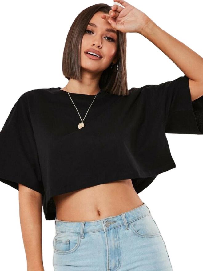 T-Shirt Cropped En Coton  | Femme T-Shirts Femme ARGENTE