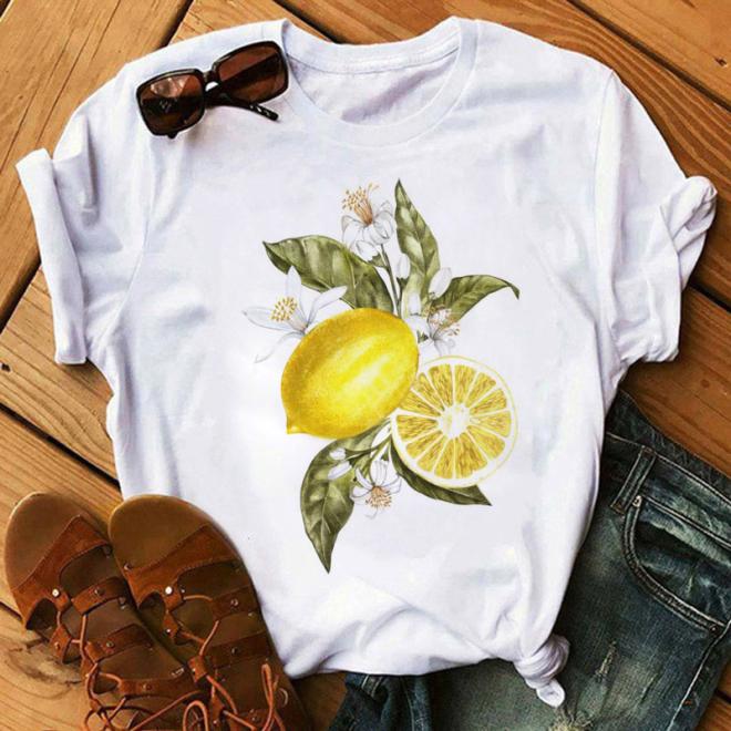 T-Shirt En Coton À Détail 4G Et Imprimé Citron  | Femme T-Shirts Femme BLANC