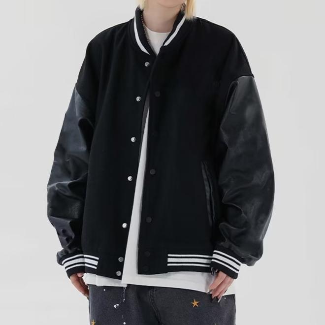 Blouson Varsity  En Laine Et Cuir  | Femme Vestes & Manteaux Femme BLANC