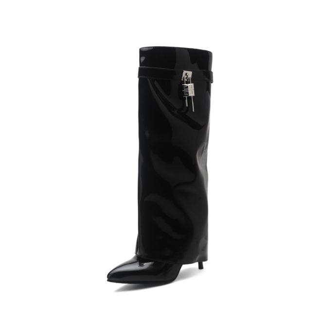 Bottes Shark Lock Biker En Cuir Verni  | Femme Shark Lock Femme Femme